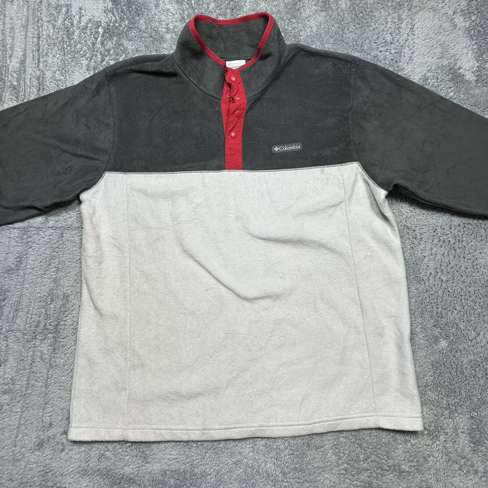 Columbia Steens Mountain Half Snap Fleece Pullover Mens XL Cream Gray *SPOTS